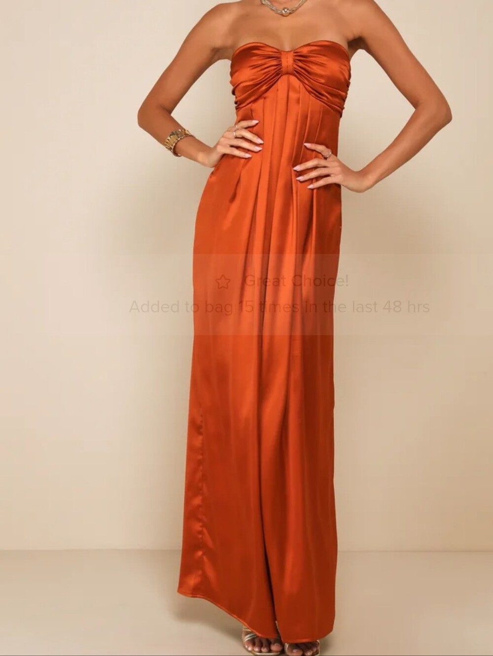 Lulus Memorable Entrance Rust Strapless Satin Maxi Dress NWT M